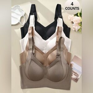Women’s Solid Color Seamless Wireless Bra 4-pack